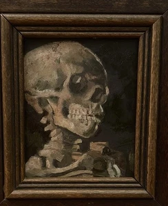 Antique Vintage Old Oil Painting On Wood Panel Memento Mori Art Oddity Weird - Picture 1 of 6