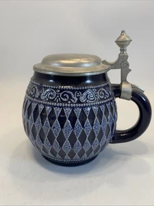 Vintage MARZI REMY Made in Germany #3185 BEER STEIN - DBGM PEWTER TOP - Picture 1 of 6