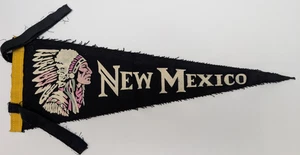 VTG New Mexico Indian Chief Headdress Felt Pennant Banner 1950s Native American - Picture 1 of 4