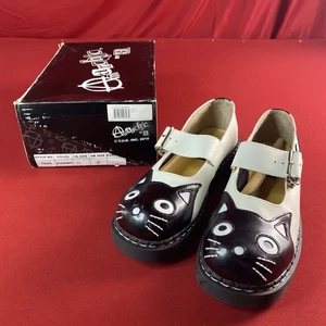 Anarchic T.U.K. (T2006) Kitty Katzengesicht Goth schwarz Leder Mary Janes - Größe 11 - Bild 1 von 14