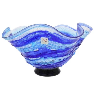 GlassOfVenice Murano Glass Sbruffo Fazzoletto Bowl - Blue - Image 1 of 4