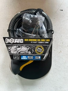 On-Guard 8028 Doberman Coil Cable Lock 12mm Dia. 6' length Keyed Bicycle Moped - Picture 1 of 2
