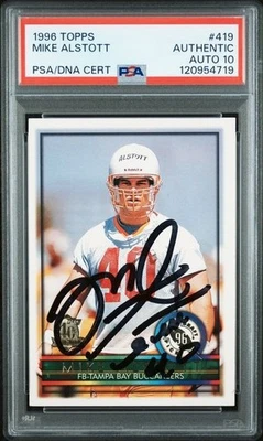 1996 Topps #419 Mike Alstott Autograph Rookie Card PSA 10 RARE Pop 4 Buccaneers - Image 1 of 2