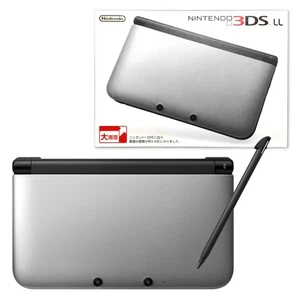 NINTENDO 3DS LL Silver Black Game Console Stylus AC Adapter Japan Excellent - Foto 1 di 7