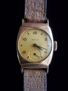 Vintage Westclox goldfarbene Hand Armbanduhr champagnerfarbenes Zifferblatt läuft nicht - Bild 1 von 18