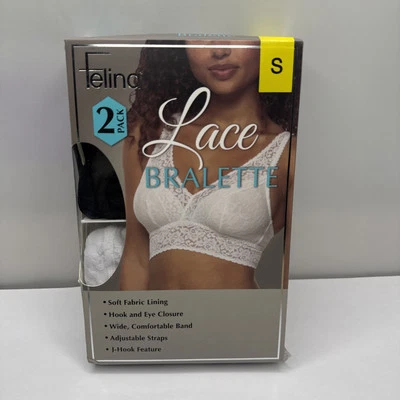 Paquete de 2 bralette de encaje Felina para mujer, negro/blanco, talla pequeña. Nuevo Envío Gratis Foto 1 de 4