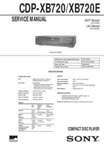 Reproductor de Discos Compacto CDP-XB720/XB720E Manual de Servicio PDF Copia 4G Memoria USB - Imagen 1 de 3