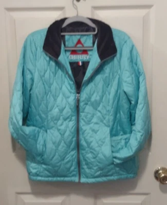 GERRY Jacket Womens Size Medium Green Blue Puffer Coat Logo Lightweight Full-Zip - Image 1 of 4