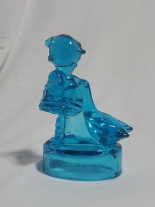 Collectable Blue Colored Glass Figurine LE Smith Girl With Geese - Picture 1 of 8
