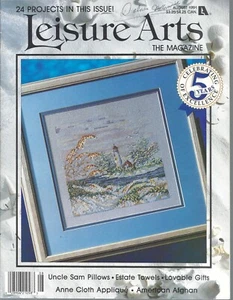 Leisure Arts Magazine - Aug 1991 -- Knit American Afghan - Lighthouse X Stitch - Picture 1 of 4