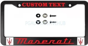 License Plate Frame Black Stainless Steel Vinyl Lettering for MASERATI - Foto 1 di 3