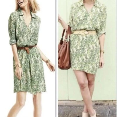 CAbi Leaf Print Botanical Tropical Faux Wrap Mini Dress Style #280 Sz. Small - Image 1 of 4