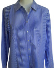 Tablots Womens Top Size 8P (Petite) Blue Stripe Button Shirt Non Iron Collar $99