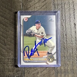 Robert Moore Signed IP Auto 2022 Bowman Draft #BD-131 Card Milwaukee Brewers - Picture 1 of 11