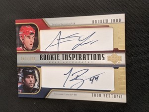 2005-06 UD ROOKIE UPDATE TODD BERTUZZI ANDREW LADD #261 #ed 167/499 DUAL AUTO