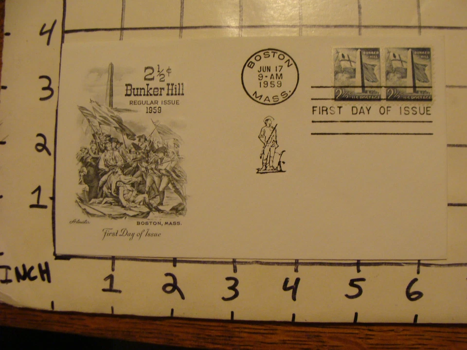 Vintage Envelope FIRST DAY OF ISSUE: jun 17, 1959 2 1/2 BUNKER HILL regular issu - Image 1 of 1