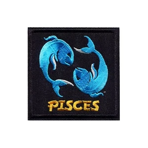 Parche para planchar del zodiaco de Piscis - Aplique bordado de peces de astrología para ropa - Imagen 1 de 2