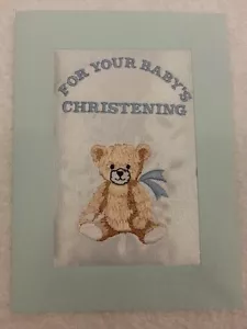 PERSONALISIERTE BESTICKTE KARTE JEDE NACHRICHT GROSS TEDDY GEBURTSTAG TAUFE - Bild 1 von 1