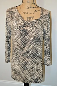 Ann Taylor Dropped V Neckline in Black/Tan - M - Picture 1 of 2