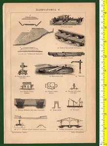 #46434 Grecia década de 1890. Trenes II. Imagen tipo grabado, de un libro dañado - Imagen 1 de 1
