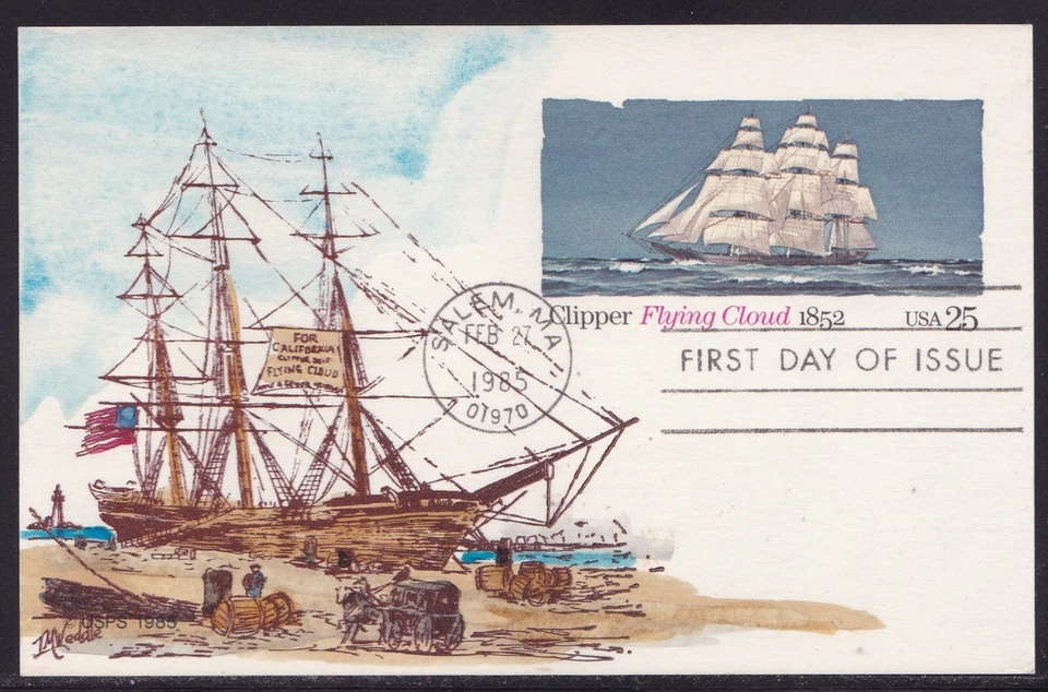 SCOTT UX107 FLYING CLOUD WEDDLE HAND PAINTED FIRST DAY COVER FDC - Image 1 of 1