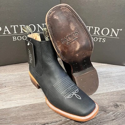 HOMBRE PATRÓN BOTÍN WESTERN MEDIA BOTA AL TOBILLO CUERO RINOCERONTE PUNTA CUADRADA SUELA CUERO Foto 1 de 3