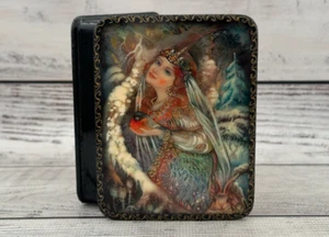 Ukrainian Lacquer Box Art Painting School Handmade Jewelry Trinket Box - Picture 1 of 9