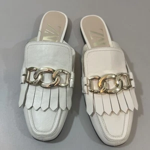 Zara Women's Shoes Summer Ladies Flat-heel Mule Tassel Slide Slippers Womens 38 - Picture 1 of 14
