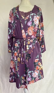 Flora Nikrooz Robe & Tanktop Women’s Size Large Floral Kimono Cami Set - Picture 1 of 16