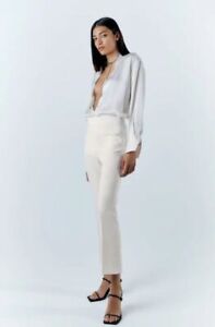 NWT Zara WOMEN'S MINI FLARE PANTS WHITE SIZE M 2661/888