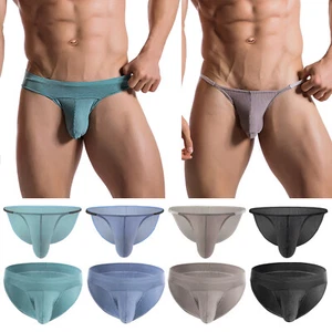 Men's Briefs Striped Breathable Underpants Bulge Pouch Underwear Panties - Picture 1 of 15