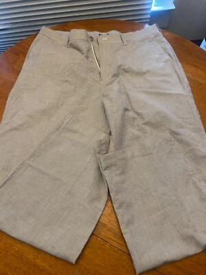 Izod Men's Linen Blend Rope Cord Chino Pants 38x32 White Brown Striped - Image 1 of 4
