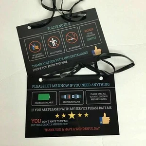 Hired Driver Rating Smoking Tips Plastic Hang Headrest Customer Note A16-18 - Picture 1 of 2
