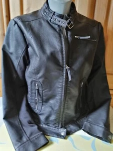 Tom Tailor Kunstlederjacke Damen Dress in Style Gr.40 schwarz neuwertig - Picture 1 of 11