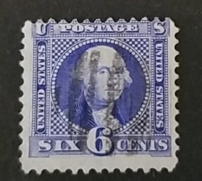 RARE 1869 US Stamp Scott # 115 (G Grill) 6 cents Pictorial Washington Used - Image 1 of 2
