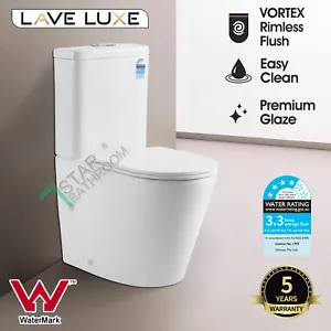 Gloss White Ceramic R&T Flushing Rimless Toilet Suite P S Trap Easy-release Seat - Picture 1 of 4