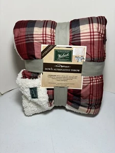 New Woolrich Tasha Red Plaid Fleeced Oversized 50” X 70” Throw - Picture 1 of 11