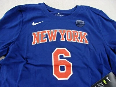 NWT Nike dri fit cotton T, Youth M, blue, NY Knicks, #6, Porzingis - Image 1 of 4