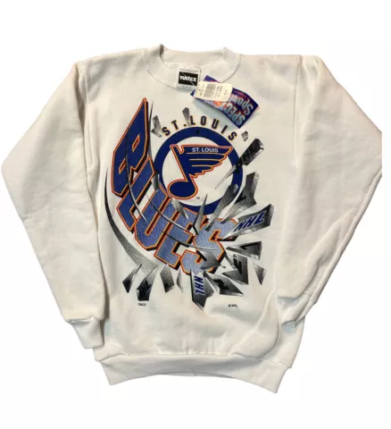 Vintage 90s NWT St Louis Blues Sweatshirt Boys Medium NHL Hockey Retro Kids USA Cover