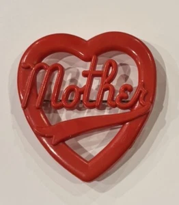 Vintage Red Mother Heart Tattoo Pin Rockabilly Brooch Retro Plastic/bakelite - Picture 1 of 6