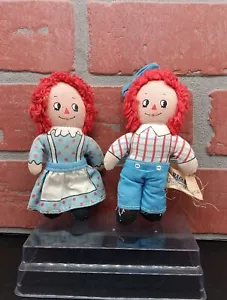 Vtg 4" Raggedy Ann & Raggedy Andy Mini 1976 Knickerbocker Dolls 👀 Condition - Picture 1 of 9