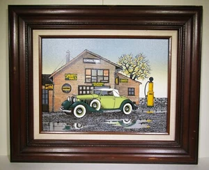 H. Hargrove Serigraph Oil Painting on Canvas Antique Car, General Store – Framed - Picture 1 of 9