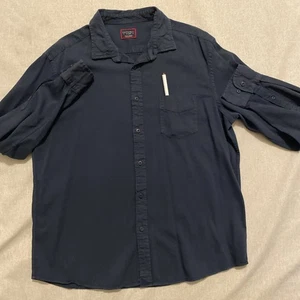 UNTUCKit Flannel Shirt Sz XL Navy Preppy Button Up Ribbed - Picture 1 of 8