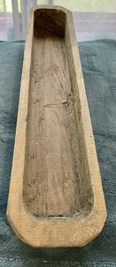 LONG CARVED WOOD BOWL/TRAY! FARMHOUSE COTTAGE CORE 24” L x  4 3/8” x 3 1/2” - Picture 1 of 7
