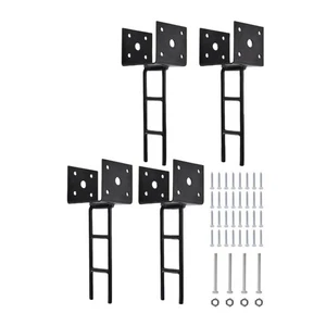 4 Pieces U Shape Concrete Post Anchor Pergola Deck Bracket for Fence Gazebos - Picture 1 of 4