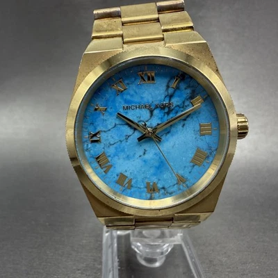 Michael Kors Channing Watch Women 38mm Turquoise Dial Gold Tone MK5894 New Batt - Image 1 of 4