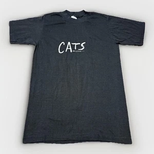 Vintage Cats Broadway Musical Black T Shirt Medium Mens 1981 Single Stitch Faded - Picture 1 of 7