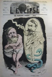 LE PARADIS PERDU CARICATURE de GILL JOURNAL SATIRIQUE L'ECLIPSE N° 127 de 1870 - Picture 1 of 1