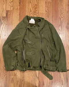 NWT Women's Medium Free People Rebel Knit Moto Jacket Army Green Olive - Picture 1 of 4