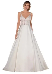 7 🟣 Stella York | 6508 | Size 12 | Ivory Mikado/Lace Wedding Dress - Picture 1 of 15